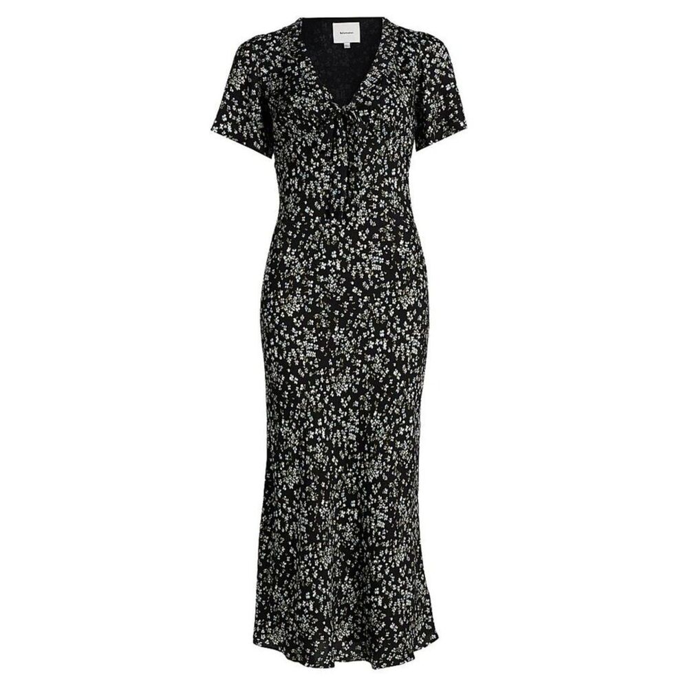 ReformationWomen’s Tyra Floral Crepe Black and White Floral Midi Dress Size 4 DS